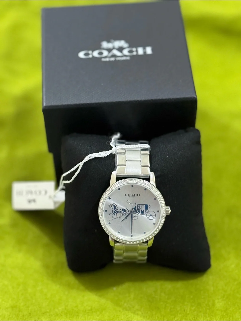 Coach Silver Tone Watch with Horse & Carriage Motif